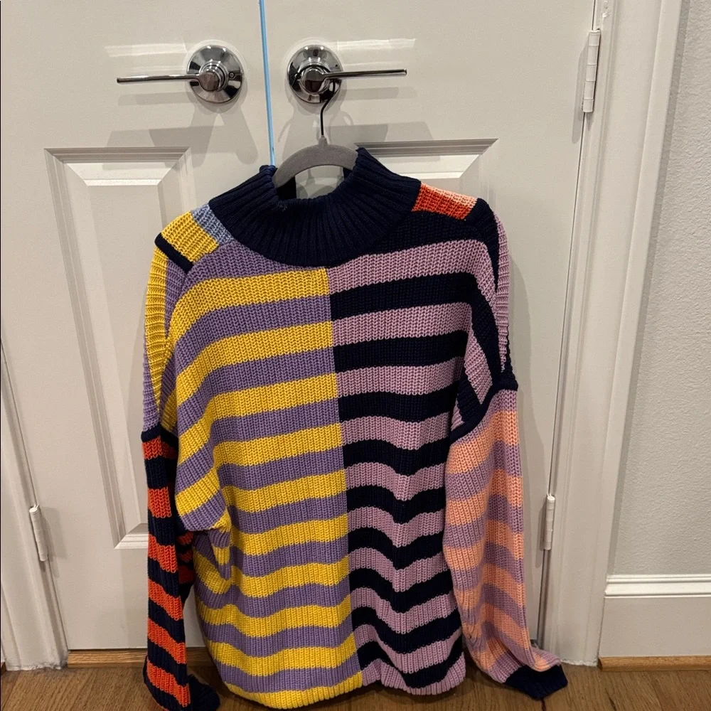 Colorblock Striped Half-Zip Women's Sweater - Multicolor Hampton SWEATER - Picture 2 of 5